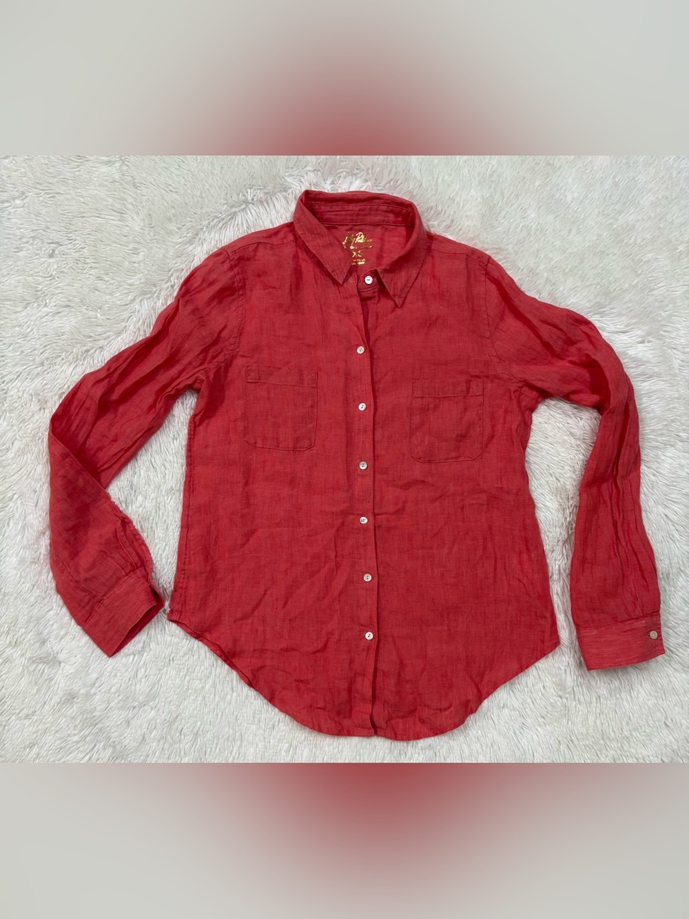 Lilly Pulitzer Coral-Red Linen Button Shirt